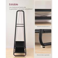 Recibidor con 2 Estantes, 6 Ganchos en Forma de S, Marco de Acero, para el Dormitorio, Marrón Rústico y Negro Mate RGR112B01 - details 16