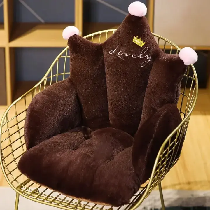 Cojín de Silla Corona de Peluche para Hogar y Oficina Silla de Sofá Cálida y Lazy Perfecto para Vacaciones - 1