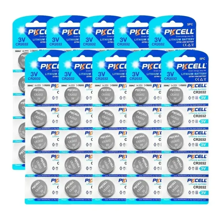 50 Piezas de Pilas de Botón CR2032 3V - PKCELL, Compatibles con Relojes, Computadoras, Juguetes y Más (Incluye Modelos 5004LC, KL2032, SB-T15) - 1