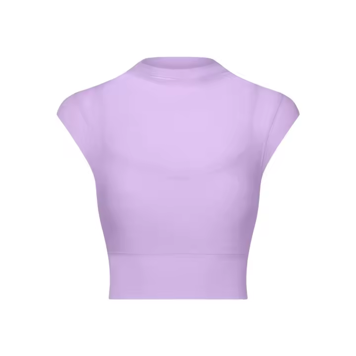 Camiseta de poliéster de secado rápido de manga corta con sujetador deportivo transpirable de dos piezas de malla de Yoga - 1