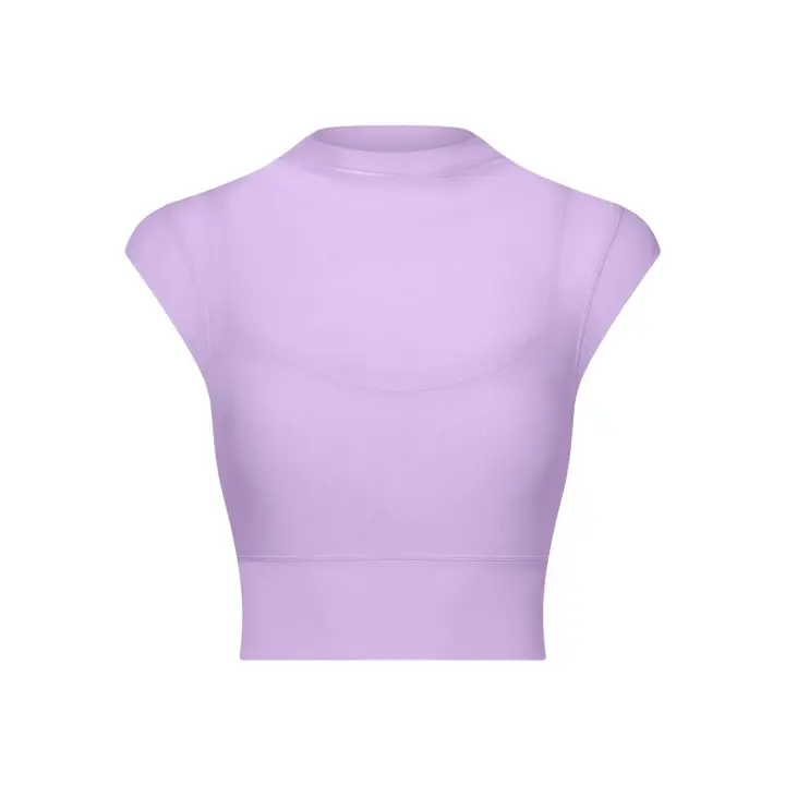 Camiseta de poliéster de secado rápido de manga corta con sujetador deportivo transpirable de dos piezas de malla de Yoga - 1