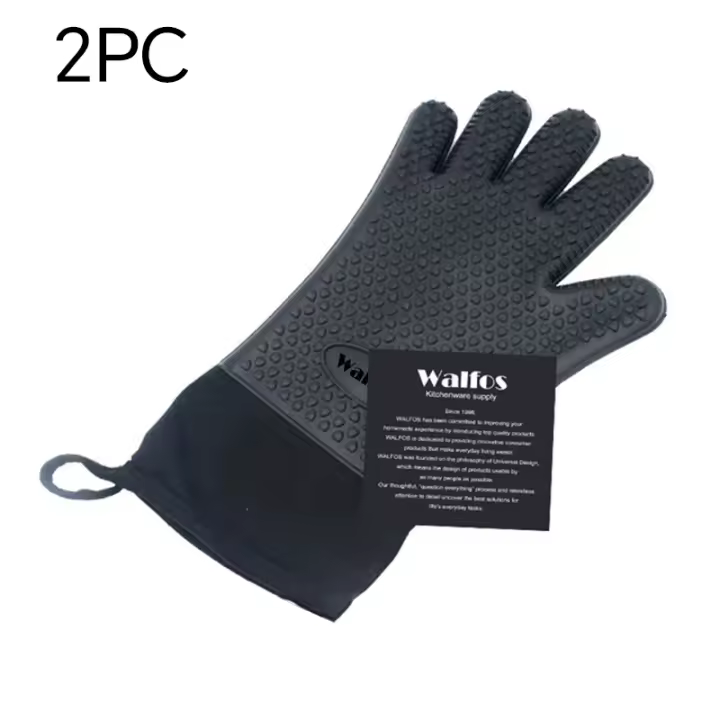 Walfos-guantes largos de silicona para cocina, manoplas resistentes al calor para asar al horno, microondas, 1 unidad - 1