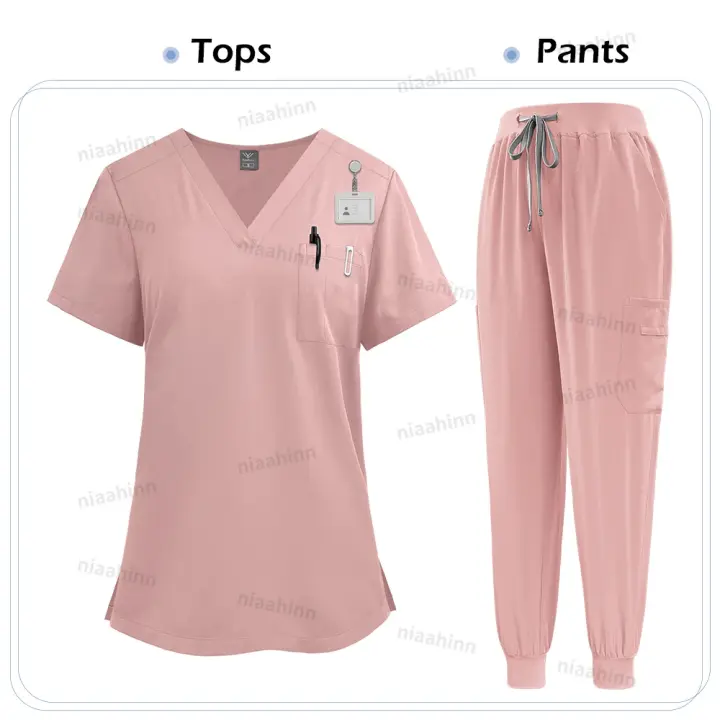 Ropa médica para mujer, conjuntos de Jogger, pantalones de enfermería, bata quirúrgica, uniformes médicos de alta calidad, uniforme de belleza al por - 1