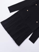 Vestido corto de punto con dobladillo plisado para mujer, minivestido negro de manga larga con cuello redondo y bolsillos frontales con botones, otoño e invierno - details 3