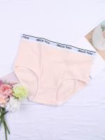 Conjunto de 6 bragas sencillas de talla grande, bragas de mujer de talla grande con cinta de letras de contraste suave, cintura media, 6 unidades. - details 3