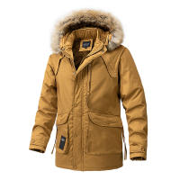 Chaqueta Parka de Vellón Cálido y Emparedada para Invierno Moda Casual con Cuello de Piel para Hombres - details 5