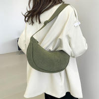 Bolso Cruzado Semi-Luna Bolso de Hombro de Pana Casual para Mujeres Bolso de Mano de Viaje de Color Sólido - details 12