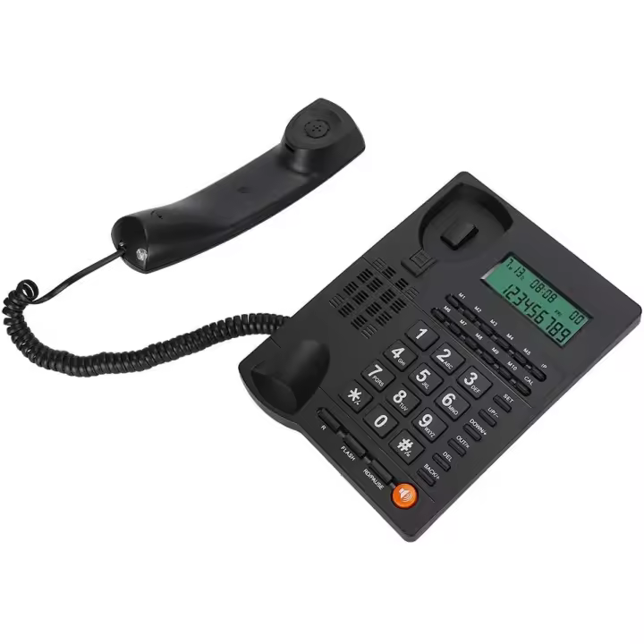 Teléfono de Línea Básico con Cable TelPal FSK/DTMF con Pantalla LCD Montable en Escritorio/Pared - 1