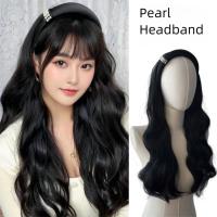 Pelucas de diadema sintéticas de estilo coreano, postizos de aro para el cabello, peluca de media diadema, Clip sintético en pelo largo y rizado ondulado para fiesta - details 12