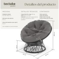 Muebles Jardín Exterior Resistentes a Intemperie, Sillón para Conjunto Jardín Exterior, Cojín Grande y Mullido, Altura Ajustable - Gris - details 13