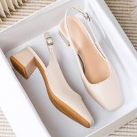 Bolsas de Cuero Suaves de Gran Tamaño Sandalias de Cabeza Cuadrada con Tacones Gruesos para el Trabajo en Verano 2024 - details 12