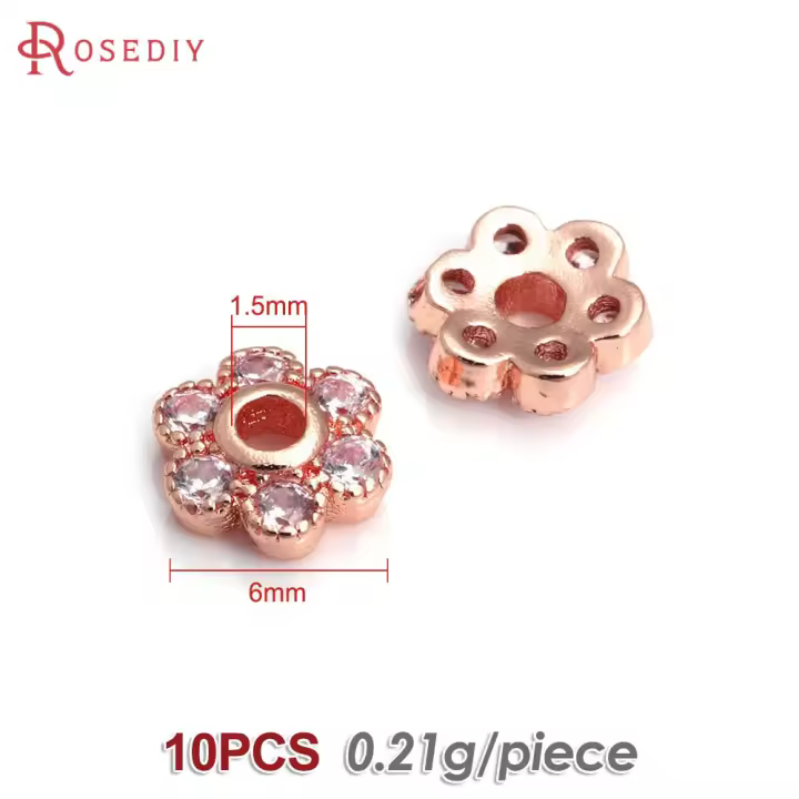10 Uds. De latón y circonita de Color dorado de 18K, tapas de cuentas de flores, joyería, pendientes, suministros para hacer cuentas, accesorios Diy - 1