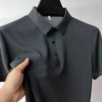 polos hombre manga corta ropa hombre día del padre Nuevos hombres de negocios Casual manga corta hueso flor color sólido POLO camisa moda transpirable cómodo verano versátil top - details 9