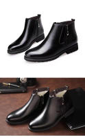 Invierno cálido terciopelo engrosado zapatos de cuero casuales para hombres zapatos de algodón con cremallera - details 0