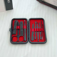 10 piezas de color negro con estuche: cortaúñas profesional para cutículas, un juego de belleza completo adecuado para el hogar y los viajes - details 10