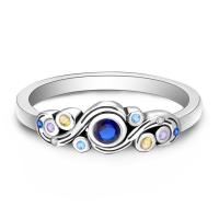 Anillo de plata de ley con circonita cúbica y cielo estrellado geométrico - details 13