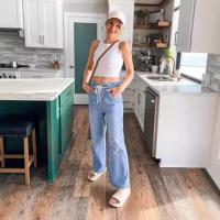 Jeans de Pierna Ancha de Cintura Alta Pantalones Sueltos con Cintura Elástica para Mujeres - details 3