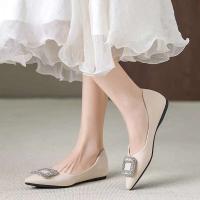 Zapatos de ballet de punta plana informales con hebilla cuadrada de cristal brillante para mujer - details 4