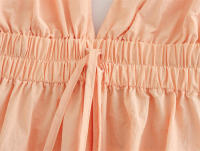 OUWU- 2025 Mujeres Verano Vestido Sin Mangas Moda Dulce Sólido Cuello En V Cintura Elástica Nylon Mujer Elegante Vestidos De Calle Ropa - details 4