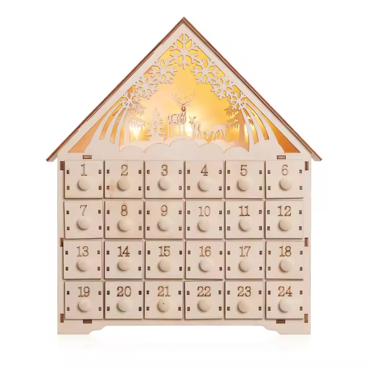 Calendario de Adviento 2024, calendario de cuenta regresiva de 24 días, madera, blanco, regalos de Navidad para niños - 1