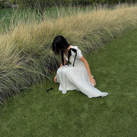 BUNO-Vestido largo con lazo para mujer, prenda de cintura alta, manga corta, elegante, ajustado, para fiesta - details 9