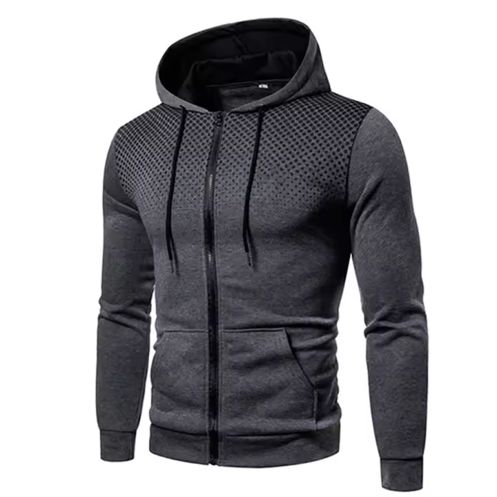 Men's Autumn Hooded Jacket Long Sleeved Pullover Hoodie Zip Up Cardigan Cotton Hooded Sweatshirt Coat - 1