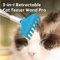 Varita retráctil para gatos 3 en 1 Pro: poste extensible de masaje con plumas arrugadas para juegos interactivos/autodescanso - details 1