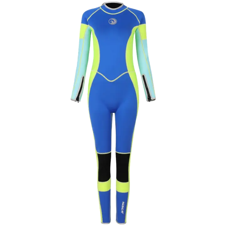 Traje de Buceo Hisea para Mujer de Neopreno 3MM Elástico Alto One Piece con Capucha Clásica de Manga Larga en Color Brillante para Surf - 1