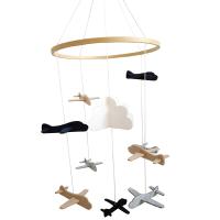 Móvil para cuna, decoración para guardería con aviones y nubes, gris y blanco, azul marino, color canela, móvil para cuna para niños - details 0
