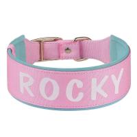 Collar ancho personalizado perros, collares acolchados nailon identificación mascotas, collar nombre de con estampado gratuito - details 5