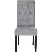 Cocina Estructura de Madera Sillón Asiento Acolchado Tapizado en Terciopelo Gris Claro BH294hgr-2 - details 3