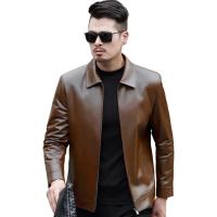 Chaqueta Bomber de Cuero Falsio Delgada Abrigo Veterano con Cremallera y Bolsillos para Hombres - details 11