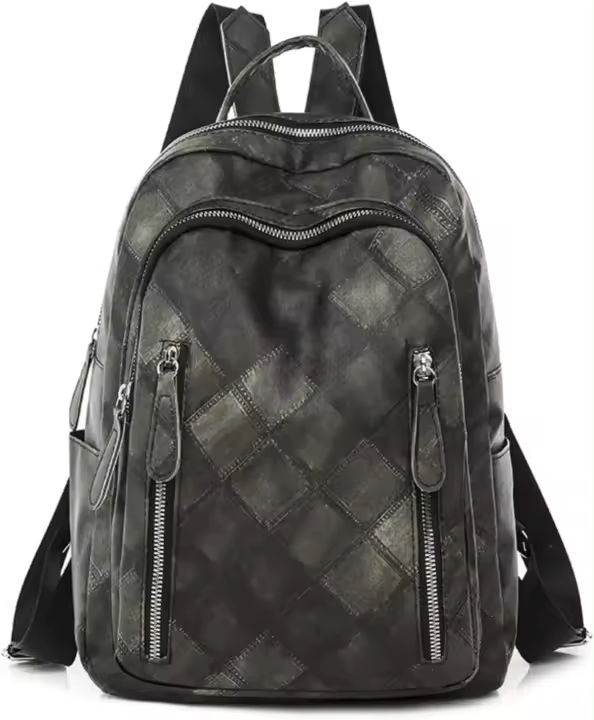 Mochila pequeña antirrobo de cuero PU suave, mochila informal minimalista geométrica, mochila de día para viaje y trabajo - 1