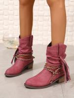 Nuevas botas de mujer de tubo medio pero cabeza redonda hasta la rodilla - details 8