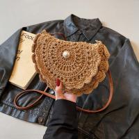 Bolso tejido con hilo de algodón con borde de flores, bolso cruzado de paja Retro ahuecado, bolso tejido de estilo étnico con perlas transpirables para uso diario - details 19