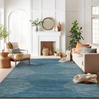 Alfombra de salón bohemia a rayas, resistente a las manchas, para sala de estar, cocina, dormitorio, comedor, oficina en casa - details 6