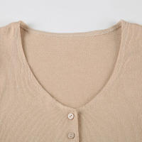 BUNO-minivestido informal liso acampanado para mujer, vestidos de manga corta con cuello de pico y botones, ropa Vintage y2k elegante para mujer - details 14