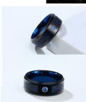 Anillo de tungsteno unisex, alianza de boda de circonita azul, anillo de fibra de carbono con dragón celta - details 4