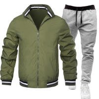 Chaqueta deportiva de dos piezas para hombre, color sólido, informal y - details 2