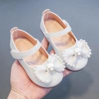 Zapatos planos de cuero para niñas, calzado informal con lazo, princesa dulce, perlas de diamantes de imitación suaves, Primavera, 2024 - details 4