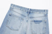 ZOCI- pantalones cortos de mezclilla informales Retro para mujer, pantalones cortos de pierna recta con agujeros antiguos, vaqueros holgados de vaquero, ropa de calle femenina, novedad de 2025 - details 7