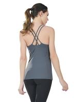 Camiseta gris sin mangas con tirantes y sujetador extraíble incorporado para mujer - details 1