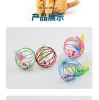 Jaula de juguete para gatos ratón plumas coloridas jaula de alambre pintada jaula de juguete para gatos ratón, juguete para gatos - details 8
