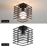 Lámpara de techo de jaula retro, accesorios de iluminación de cubo de jaula de hierro cuadrado de metal, lámpara de techo opaca - details 2