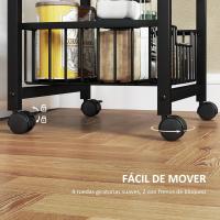 Carrito de Cocina Carrito Verdulero para Cocina con 4 Cestas Deslizables y Marco de Acero Carrito Auxiliar con Ruedas para Comedor 49,5x31x91 cm Gris Claro - details 12