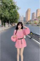 Jersey largo de punto para mujer, suéter holgado de color rosa, estilo coreano Harajuku, ropa básica para el trabajo, 2025 - details 1