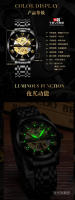 Si Reloj mecánico de moda para hombre Reloj de pulsera con banda de acero esqueleto - details 3