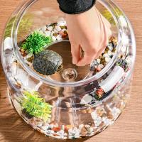 Tanque de peces redondo transparente duradero, tanque de visualización de plástico resistente a caídas, acuario pequeño de escritorio decorativo antirotos para el hogar - details 8
