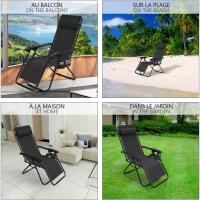 Jardín Multiposicionable Plegable, Gravedad Cero Reclinable, con Soporte para Bebidas y Reposacabezas Axtraíble, Carga máxima 120kg, Negro - details 7