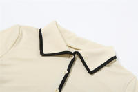 BUNO-Conjunto de 2 piezas de suéter de punto para mujer, cárdigan de manga corta recortada con solapa y minifalda, prendas de punto para mujer, trajes de Falda corta - details 8